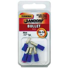 Jandorf 60849 Bullet Terminal, 600 V, 16 to 14 AWG Wire, Nylon Insulation, Copper Contact, Blue