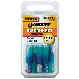 Jandorf 60862 Disconnect Terminal, 16 to 14 AWG Wire, Copper Contact, Blue
