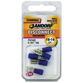 Jandorf 60876 Disconnect Terminal, 16 to 14 AWG Wire, Vinyl Insulation, Copper Contact