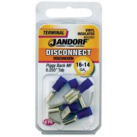 Jandorf 60880 Disconnect Terminal, 16 to 14 AWG Wire, Vinyl Insulation, Copper Contact, Blue