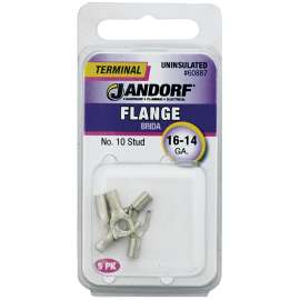 Jandorf 60887 Spade Terminal, 16 to 14 AWG Wire, #10 Stud, Copper Contact