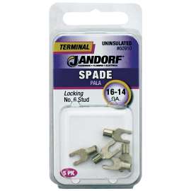 Jandorf 60910 Spade Terminal, 600 V, 16 to 14 AWG Wire, #6 Stud, Copper Contact