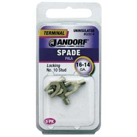 Jandorf 60914 Spade Terminal, 600 V, 16 to 14 AWG Wire, #10 Stud, Copper Contact
