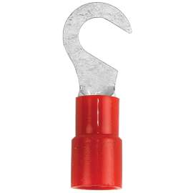 Jandorf 60959 Hook Terminal, 22 to 18 AWG Wire, #10 Stud, Vinyl Insulation, Red