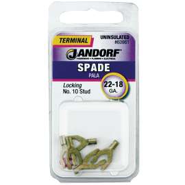 Jandorf 60981 Spade Terminal, 600 V, 22 to 18 AWG Wire, #10 Stud, Copper Contact