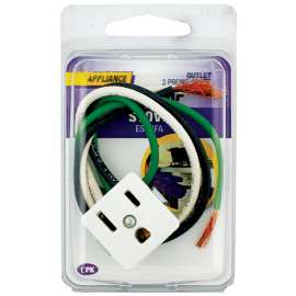 Jandorf 61017 Single Receptacle, 3 -Pole, 125 V, 15 A, White