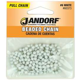 Jandorf 60373 Beaded Chain with Connector, 3 ft L, White