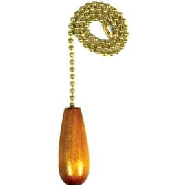 Jandorf 60321 Pull Chain, 12 in L Chain, Brass/Wood, Natural