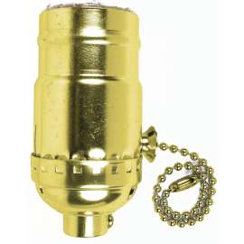 Jandorf 60411 Pull Chain Lamp Socket, 250 V, 250 W, Brass Housing Material, Yellow
