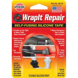 Devcon 82110 Silicone Tape, 10 ft L, 1 in W, Black