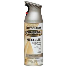 RUST-OLEUM UNIVERSAL 249130 Metallic Spray Paint, Metallic, Satin Nickel, 11 oz, Aerosol Can
