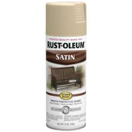 RUST-OLEUM STOPS RUST 7772830 Enamel Paint, Low Satin, Low Satin Putty, 12 oz, Aerosol Can