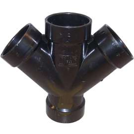 CANPLAS 102352BC Double Pipe Wye, 2 in, Hub, ABS, Black