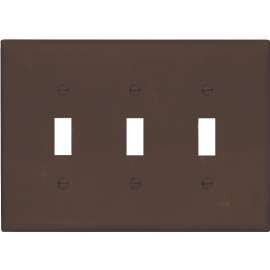 Eaton Wiring Devices PJ3B Wallplate, 4-7/8 in L, 6.37 in W, 3 -Gang, Polycarbonate, Brown, High-Gloss