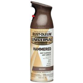 RUST-OLEUM UNIVERSAL 245218 Spray Paint, Hammered, Brown, 12 oz, Aerosol Can