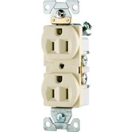 Eaton Wiring Devices CR15V Duplex Receptacle, 2 -Pole, 15 A, 125 V, Side Wiring, NEMA: 5-15R, Ivory
