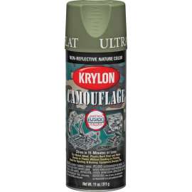 Krylon K04296077 Camouflage Paint, Ultra-Flat, Woodland Light Green, 12 oz, Aerosol Can