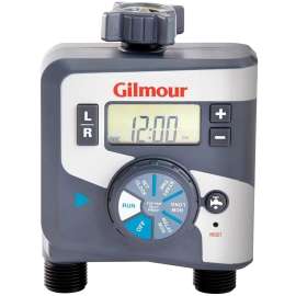 Gilmour 804014-1001 Electronic Watering Timer, 1 to 360 min Time Setting, LCD Display, Gray