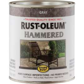 RUST-OLEUM STOPS RUST 7214502 Hammered Metal Finish, Gray, 1 qt, Can