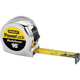 STANLEY 33-516 Tape Measure, 16 ft L Blade, 1 in W Blade, Steel Blade, ABS Case, Chrome Case