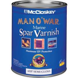 McCloskey Man O' War 080.0006537.005 Marine Spar Varnish, Semi-Gloss, Clear, Liquid, 1 qt
