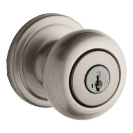 Weiser Troy Series GA531 T15 SMT MS Entry Door Knob, 2-1/16 in Dia Knob, Satin Nickel