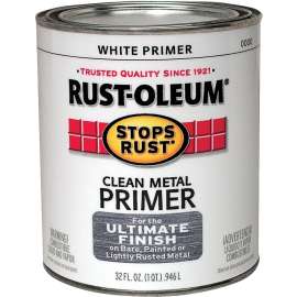 RUST-OLEUM STOPS RUST 7780502 Clean Metal Primer, Flat, White, 1 qt