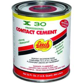 Leech Adhesives X-30 X30-78-6 Contact Cement, Clear, 1 qt Can