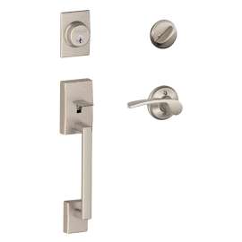 Schlage F Series F60VCENXMER619 Handleset, Grade 1 Grade, Different Key, Brass, Satin Nickel, 2-3/8, 2-3/4 in Backset