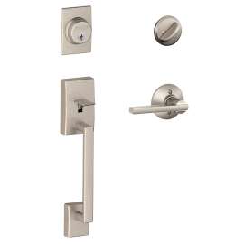 Schlage F60VCENXLAT619 Handleset, 1 Grade, Brass, Satin Nickel, 2-3/8, 2-3/4 in Backset, 1-5/8 to 1-3/4 in Thick Door