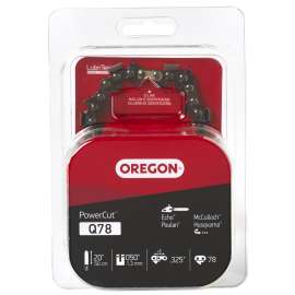 Oregon PowerCut Q78 Chainsaw Chain, 20 in L Bar, 0.05 Gauge, 0.325 in TPI/Pitch, 78-Link