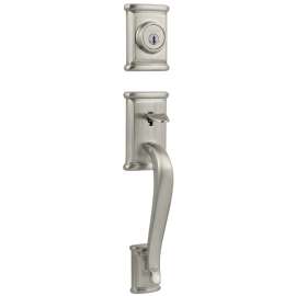 Kwikset 800ADH-15 SMT Handleset, 1 Grade, Zinc, Satin Nickel, 2-3/8 x 2-3/4 in Backset, KW1 Keyway, 1-3/4 in Thick Door