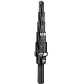 Milwaukee 48-89-9202 Step Drill Bit, 3/16 to 1/2 in Dia, 3-5/64 in OAL, 2-Flute, 1/4 in Dia Shank, Flat Shank