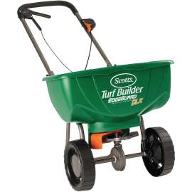 Scotts 75243 DLX Broadcast Spreader, 15,000 sq-ft Coverage Area, Plastic Hopper, High-Traction Wheel