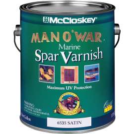 McCloskey Man O' War 080.0006535.007 Marine Spar Varnish, Satin, Clear, Liquid, 1 gal