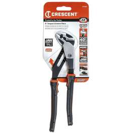 Crescent K9 Z2 Series RTZ28CG Tongue and Groove Plier, 8-1/2 in OAL, 1.6 in Jaw Opening, Black/Rawhide Handle