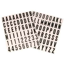 HY-KO MM-16 Number and Letter Set, Black Character, White Background, Vinyl
