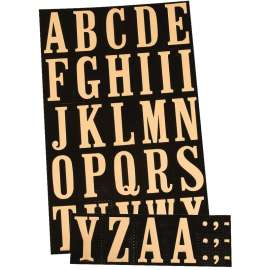 HY-KO MM-3L Packaged Letter Set, 1-3/4 in H Character, Gold Character, Black Background, Mylar