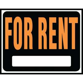 HY-KO Hy-Glo Series SP-102 Identification Sign, Rectangular, FOR RENT, Fluorescent Orange Legend, Black Background