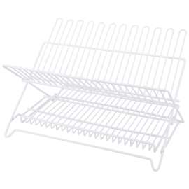 Simple Spaces Dish Rack, 20 lb Capacity, 18-1/4 in L, 12-3/4 in W, 11 in H, Steel, White, White PE Coated