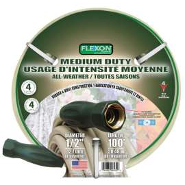 Flexon FAW12100CN Garden Hose, 1/2 in, 100 ft L, Vinyl, Beige