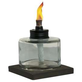 TIKI 1117025 Votive Tabletop Torch, 4 in H, Glass, Brown/Clear