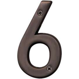 HY-KO Prestige Series BR-42OWB/6 House Number, Character: 6, 4 in H Character, Bronze Character, Brass