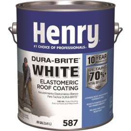 Henry HE587042 Elastomeric Roof Coating, White, 0.9 gal Pail, Cream