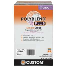 CUSTOM Polyblend Plus PBPG6407-4 Sanded Grout, Solid Powder, Characteristic, Arctic White, 7 lb Box