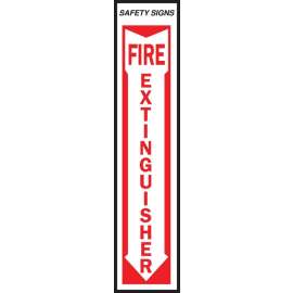 HY-KO FE-1 Safety Sign, Fire Extinguisher, Red Legend, Vinyl, 4 in W x 18 in H Dimensions
