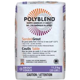 CUSTOM Polyblend CPBG38125 Sanded Grout, Powder, Bright White, 25 lb Bag