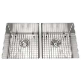 KINDRED Designer Series KCUD33/9-10BG Kitchen Sink, 18 in OAW, 31 in OAH, Stainless Steel, Satin, 2-Bowl