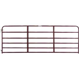TARTER 6ER14 Tube Gate, 14 ft W Gate, 50 in H Gate, Steel Frame, Red