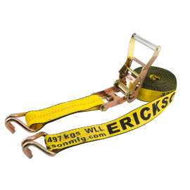 Erickson 68627 Heavy-Duty Strap, 2 in W, 27 ft L, Polyester, Yellow, 3300 lb Working Load, Double J-Hook End